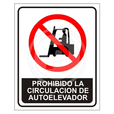Cartel Prohibido Circular Autoelevador