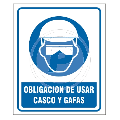 Cartel Obligación Casco y Gafas
