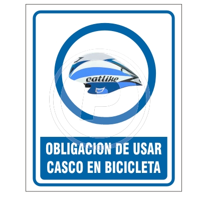 Cartel Obligación Casco en Bicicleta