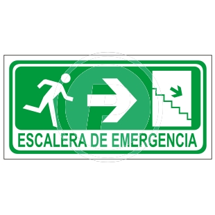 Cartel Escalera Emergencia Flecha Derecha